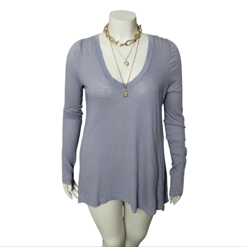 We The Free People Women's Distressed Rock the Boat Grungcore Tee size L‎ Beachy